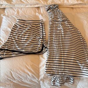 Stars Above Black and White Striped Skirt Set
